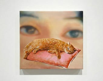 Personalisiertes Ölgemälde vom Foto, Portrait mit Haustier oder Objekt, Surrealismus & Realismus Kunst, Erinnerungsgeschenk, Leinwandkunst