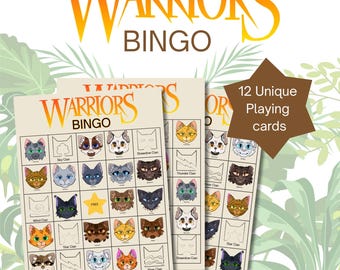 Warrior Cats Clan Bingo Game, Printable Kids Bingo Game, Animal Party Game, Classroom Activity, Birthday Party Game, Digital Download PDF