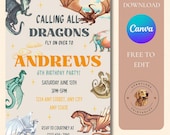 Wings of Fire Kids Birthday Invite Template, Dragon Party, Editable Birthday Invitation, Digital Download