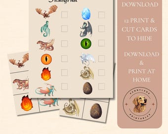 Juego de búsqueda del tesoro de Wings of Fire, fiesta de cumpleaños de dragón (PDF imprimible)
