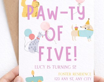 Plantilla de invitación de cumpleaños de perro / Puppy Pawty, fiesta infantil (descarga digital)