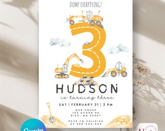 Construction Birthday Invitation: Dump Everything Theme (Digital Download)