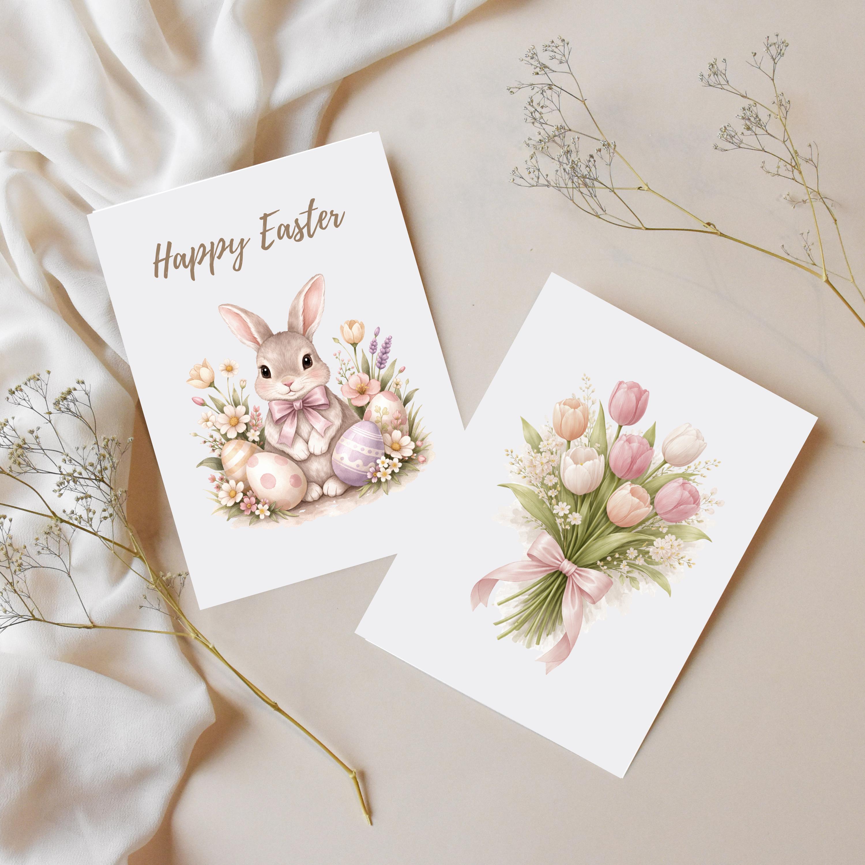 Watercolor Easter Bunnies Clipart, Spring Floral PNG (digital Download ...