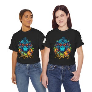 Colorful Monkey Face Tee | USA Flag Back Graphic