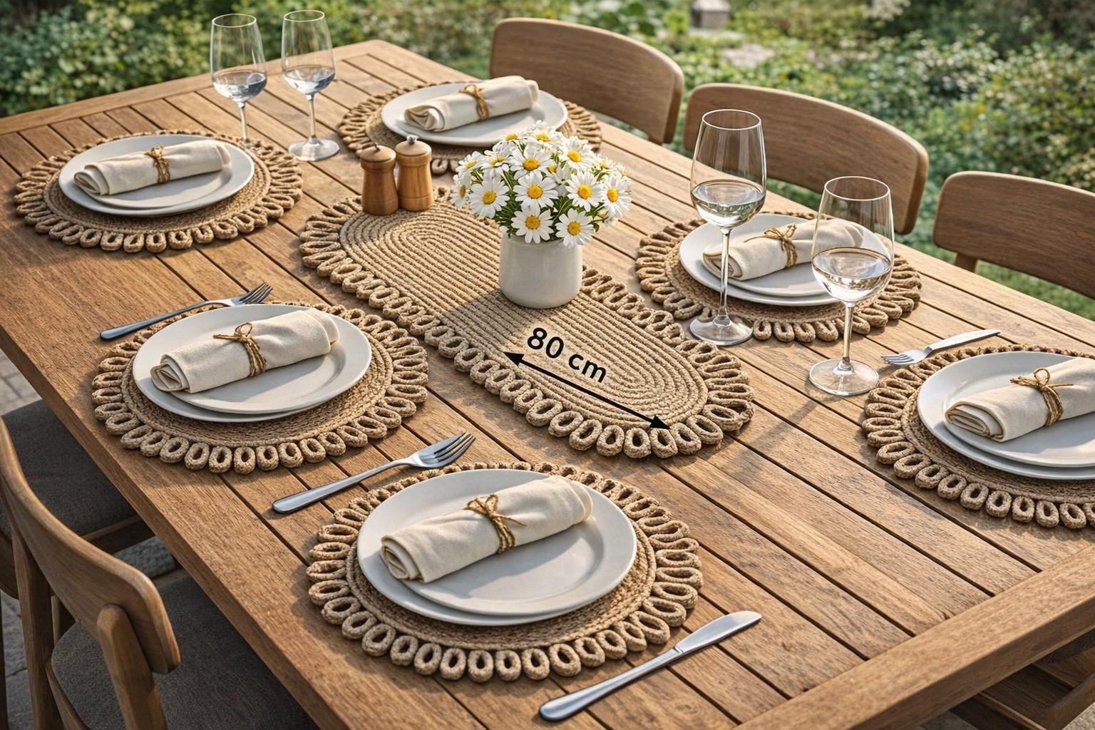 Natuurlijke jute tafelloper, Hessische tafelloper voor vintage bruiloft