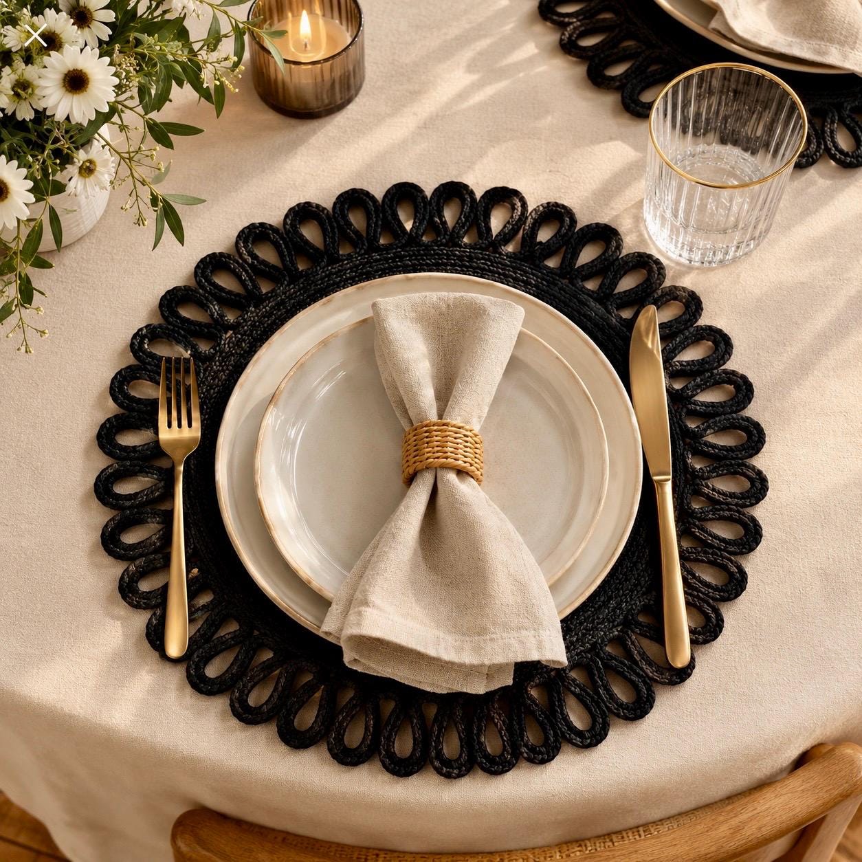 Schwarzen tischset