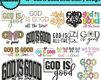 Diseños de bordado a máquina "Dios es bueno" Archivo DST religioso Versículos bíblicos Bordado de apliques Patrones de bordado de lazo "Dios es bueno" Descargas PES