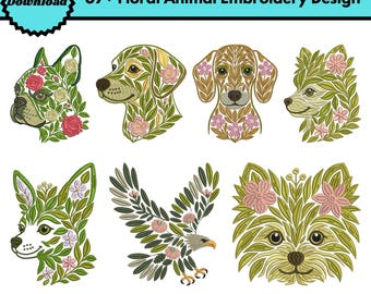 Diseño de bordado a máquina de animales florales Bordado de animales Bordado de animales de granja caprichoso Bordado de animales peculiar Patrón de bordado de animales Pes Descargar archivo