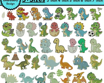 Diseño de bordado a máquina de dinosaurio T-Rex, bordado de dinosaurio bebé, lindo patrón de dinosaurio mini, archivo Kawaii Dino Pes, tamaño 5+