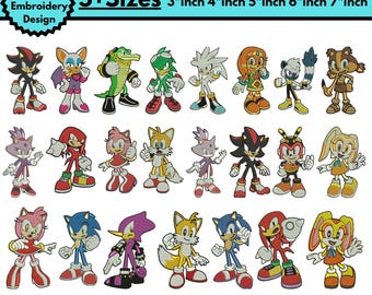 Diseño de bordado a máquina de dibujos animados Runner Saga Sonic Bordado Personajes de Sonic Archivo Pes Bordado Erizo Sega Bordado Archivo Pes 5+ Tamaños