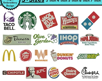 Logotipos de comida rápida Diseño de bordado a máquina Hamburguesa Papas Fritas Cola Bordado Comida de moda Bordado Arcos Dorados PesFile5+SizeDownload