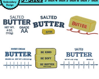 Diseño de bordado a máquina de mantequilla salada, bordado de panaderos, cita divertida sobre mantequilla, bordado de etiqueta de mantequilla salada, PES 5+ tamaños, descargas