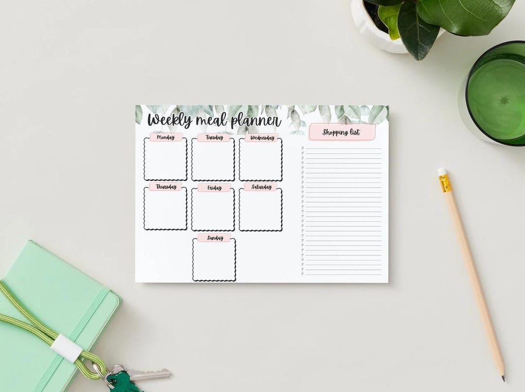 7 Day Printable Meal Planner With Shopping List | Weekly Menu Planner ...