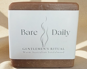 Jabón de leche de cabra para hombre – Sándalo australiano, cedro del Atlas, manteca de karité, arcilla de caolín