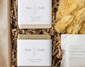 Natural Soap Bundle with Sea Sponge – Cold Process Goat Milk Skincare Ritual Set