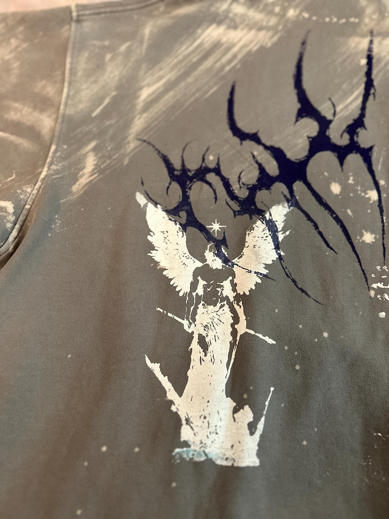 Angel Sigilism Graphic Hoodie | Oversized Streetwear, Hand Screen Printed, Lightweight Cotton image 7