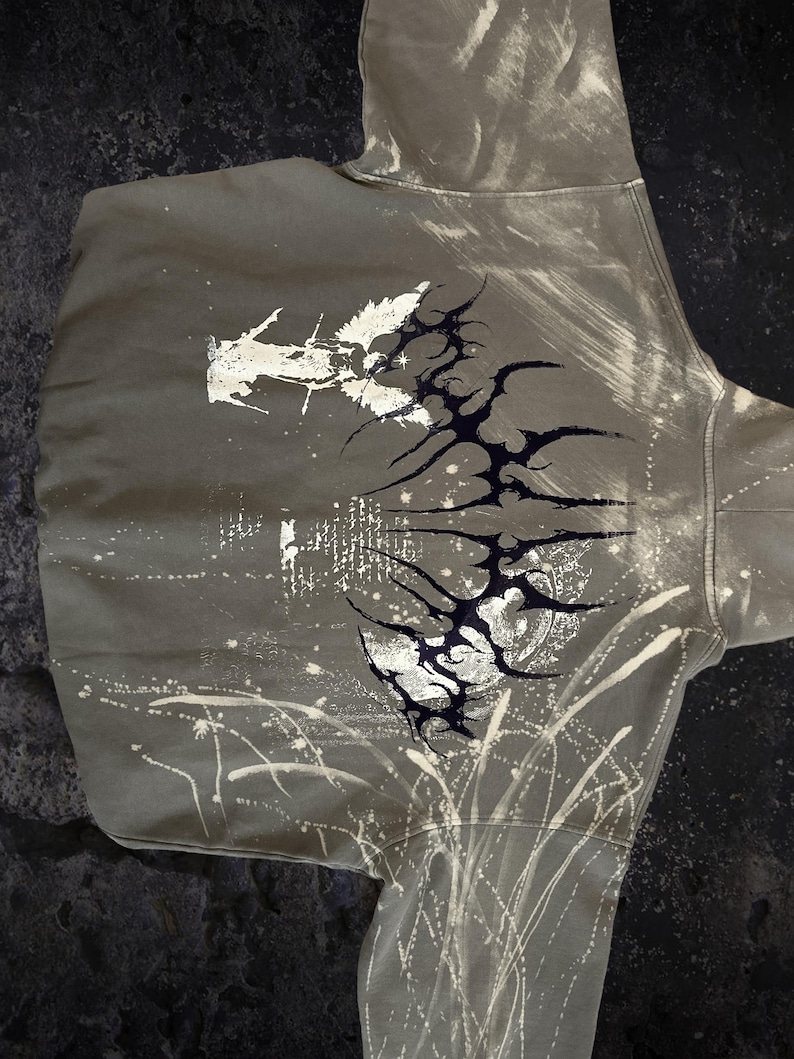 Angel Sigilism Graphic Hoodie | Oversized Streetwear, Hand Screen Printed, Lightweight Cotton image 3