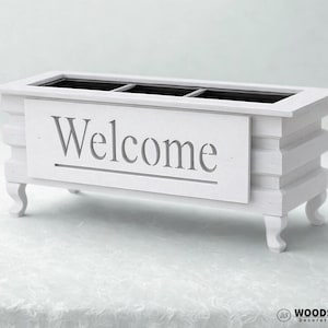 Gepersonaliseerde houten plantenbak met led-verlichting, bloembak met aangepast logo, rustieke bruiloft, cadeau, plantenbak voor binnen, verlicht bedrijfsbord,