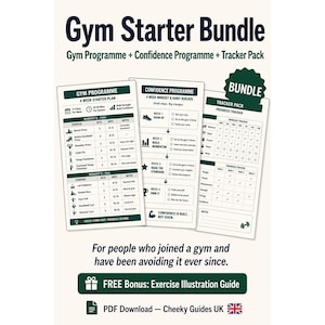 Fitness Gift for Him, Beginner Gym Starter Bundle, Workout Plan, Confidence Programme, Tracker Pack, Gift for Dad, Digital Download
