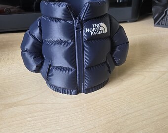 North face jacket realistic style pen pot in navy