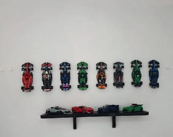 Lego speed champion F1 black wall brackets with screw hole. Set of 5