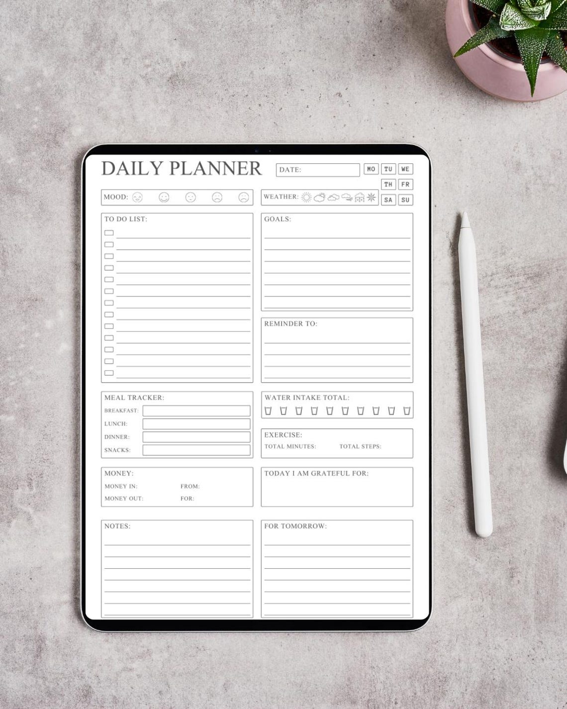 Minimalist Daily Planner Template: Floral Undated Printable to Do List ...