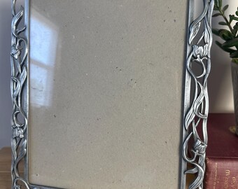 Vintage Ashleigh Manor Ornate Floral Silver Metal Photo Frame, Art Nouveau 8x10 Tabletop
