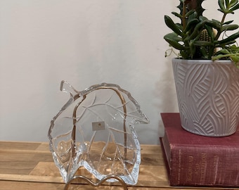 Vintage Studio Nova Maple Leaf Glass Dish, Clear Pressed Glass Fall Decor