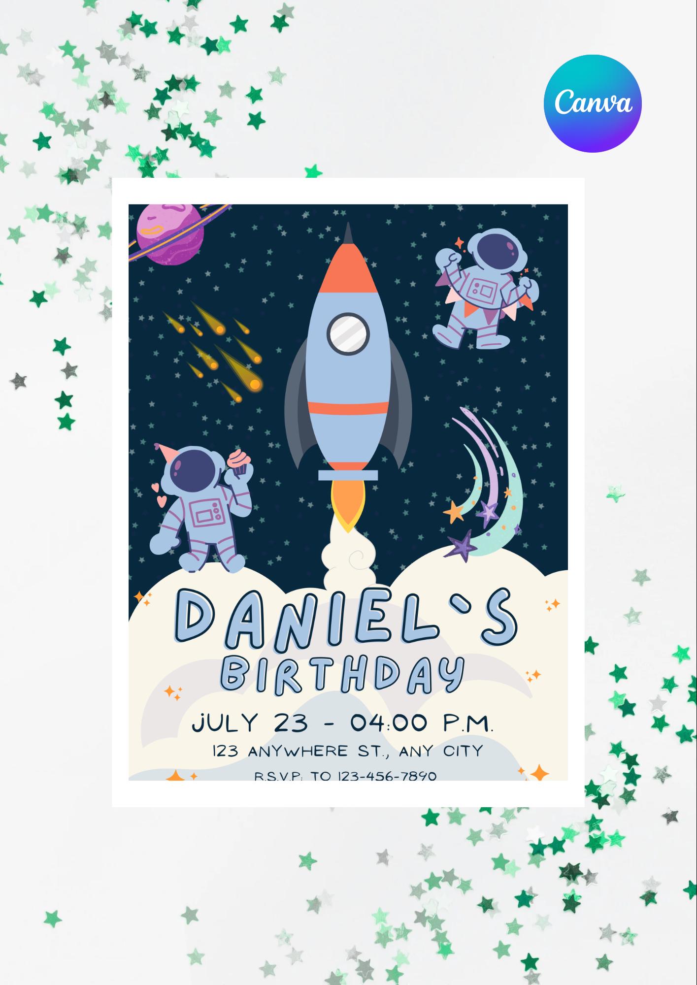 Editable Rocket Launch Party Invitation Template - Etsy Australia