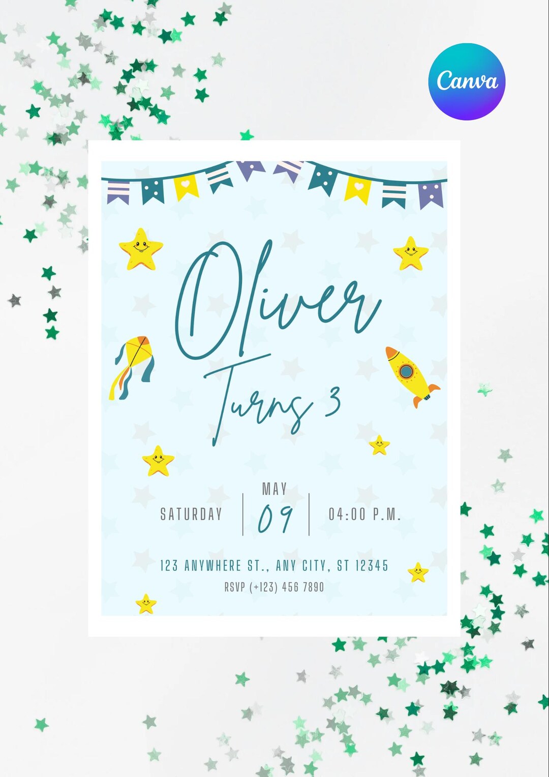 Fake Rockets Ticket Template Editable Rockets & Stars Party Invitation Template - Etsy