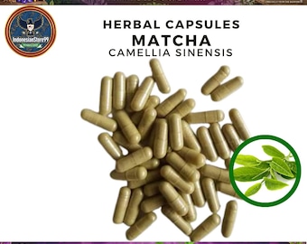 Biologische pure matcha groene thee (Camellia Sinensis) capsules: supplement | Indonesische traditionele kruiden | Geheel vers en natuurlijk wild gemaakt