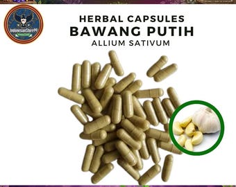 Capsule di Aglio Puro Biologico Ajo Ail Knoblauch (Allium Sativum): Integratore / Rimedio erboristico tradizionale indonesiano / Tutto fresco, naturale e raccolto in natura