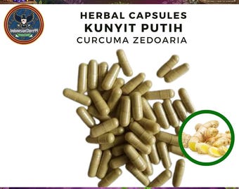 Biologische zuivere witte kurkuma curcuma zedoaria, capsules: supplement | Indonesische traditionele kruiden | Geheel vers en natuurlijk wild gemaakt
