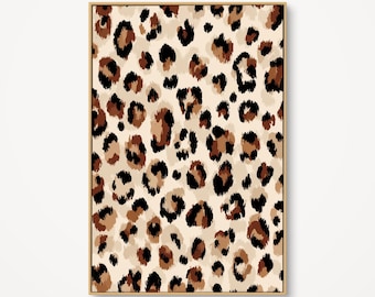 Leopard Pattern Wall Art, Neutral Cheetah Print Canvas, Organic Animal Skin Background, Modern Safari Home Decor, Bold Spotted Textile Print