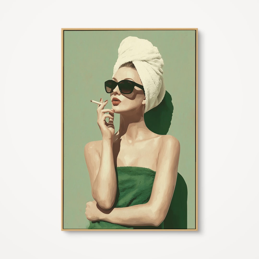 Vintage Glamour Woman Wall Art, Retro Spa Day Canvas Print, Chic ...