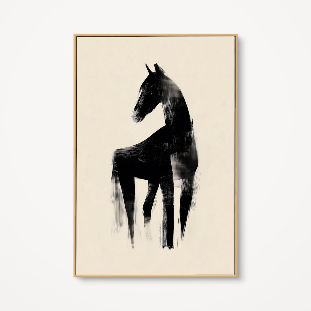 Abstract Horse Brushstroke Wall Art, Minimalist Stallion Canvas Print ...