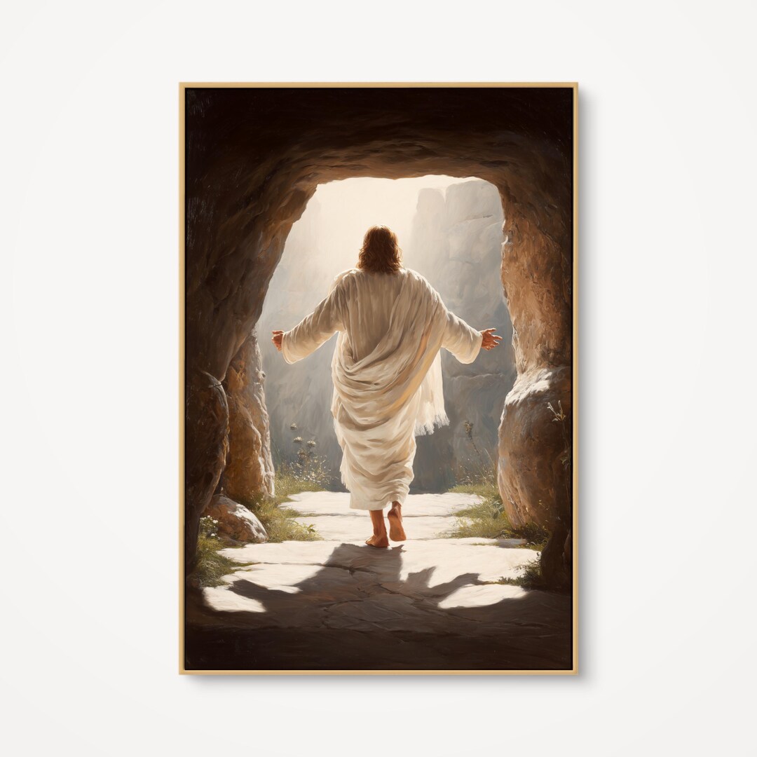 Jesus Christ Resurrection Wall Art, Empty Tomb Easter Canvas, Christian ...