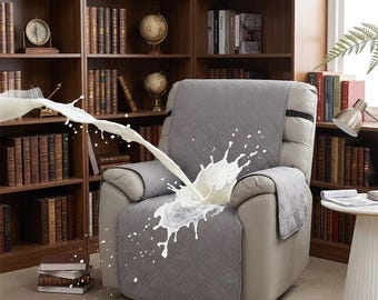 Waterproof Gray Recliner Cover with Side Pockets Non Slip Pet friendly (23.6")