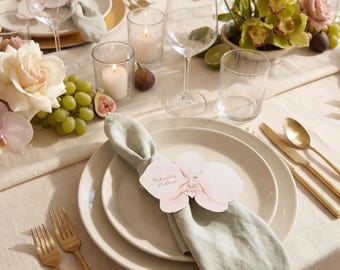 Pale Pink Orchid Place Cards, Romantic Floral Wedding Table Decor