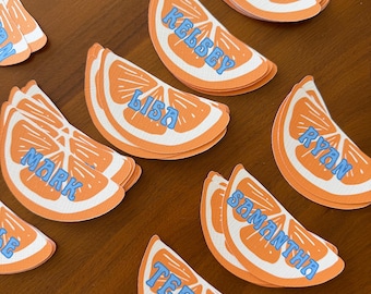 Orange Slice Place Cards, Italian Wedding Table Decor