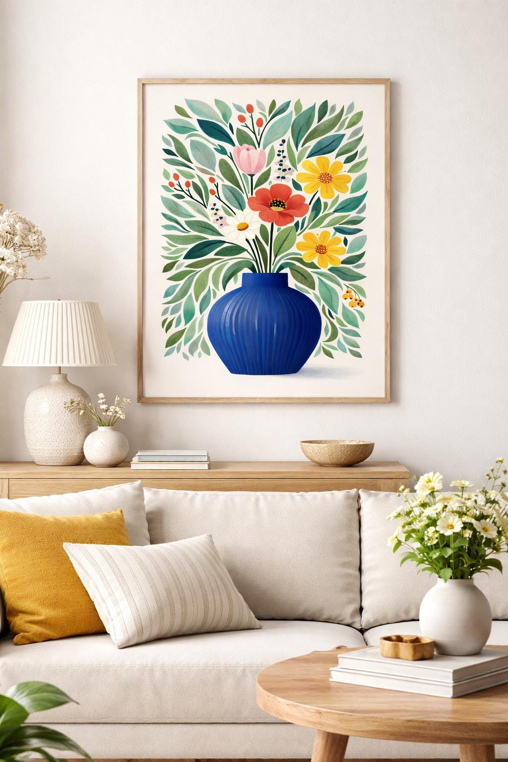 Bold Botanical Wall Art Printable, Scandinavian Floral Vase Print ...