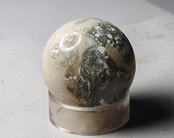 Oceaan Picture Jaspis Bol, Madagaskar Landschapssteen, Gepolijst Verzamelobject (50,1 mm)