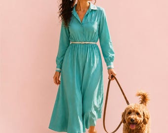 Vestido vintage azul Tiffany, marca Willi de California, hecho en EE. UU.