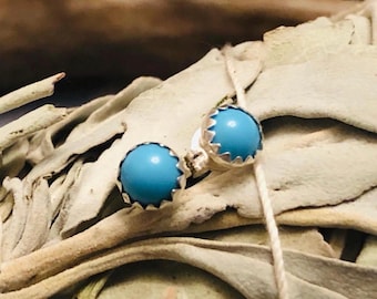 Pendientes vintage Navajo de plata de ley y turquesa de los años 60
