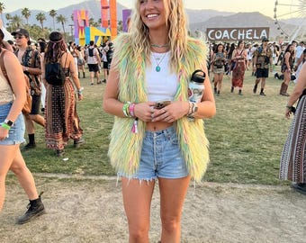 Chaleco vintage de piel sintética de los años 60, perfecto para Coachella