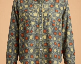 Camisa vaquera floral vintage de los años 60, fabricada en EE. UU.