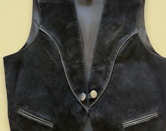 Chaleco Wrangler vintage de gamuza negra, fabricado en EE. UU.