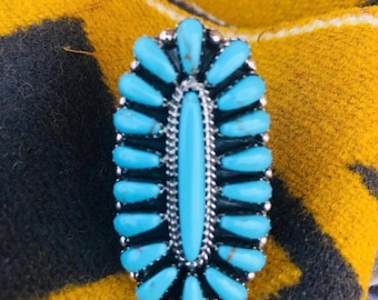 Vintage 1960s Sleeping Beauty Silver and Turquoise Ring, Size 6