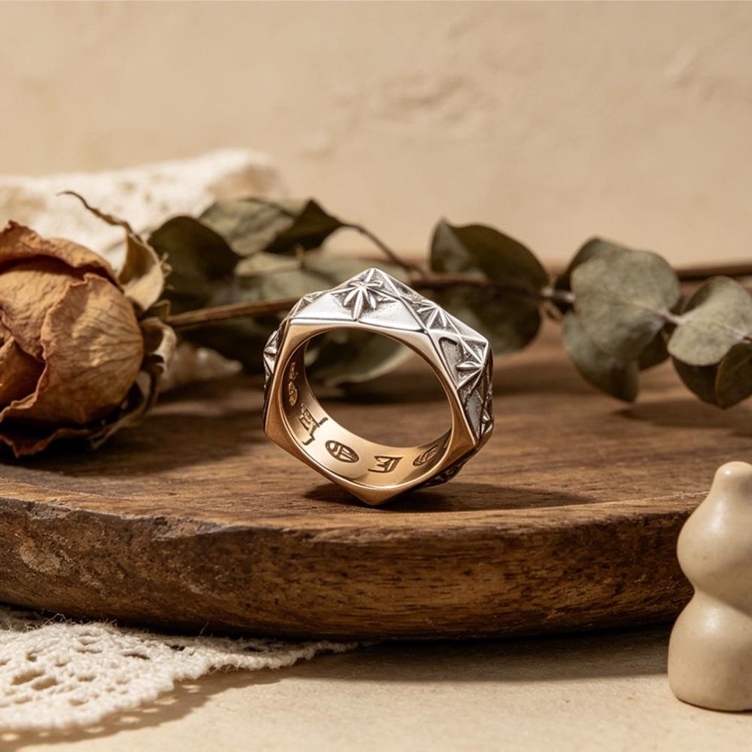 3D Starburst Titanium Steel Polygon Ring, Us7-12 - Etsy