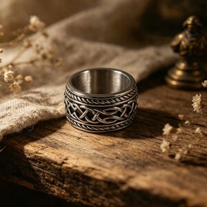vintage cross pattern titanium steel thumb ring, us7-12